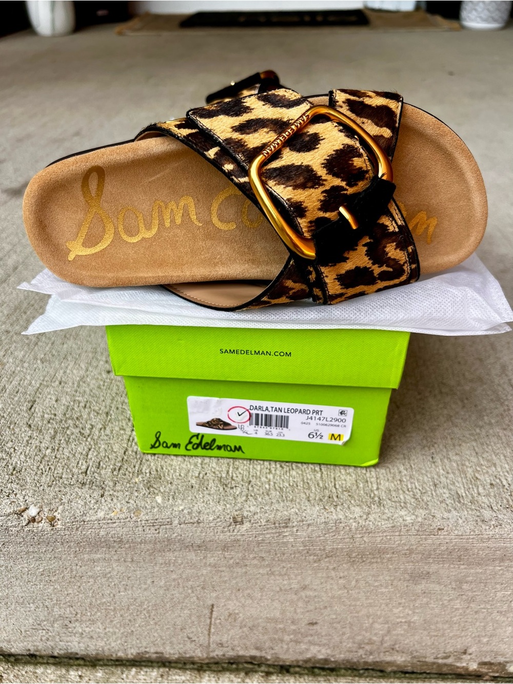 Sam Edelman Leopard Print Slide Sandals (Darla) - Picture 2 of 8